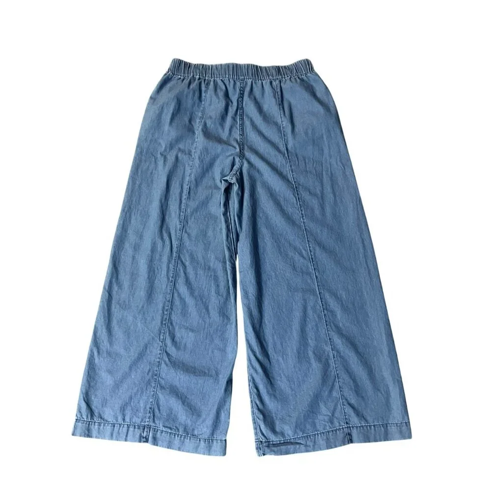 Juicy Couture Chambray Wide Leg Crop? Pants Womens 16 Used 100% Cotton - Picture 4 of 13